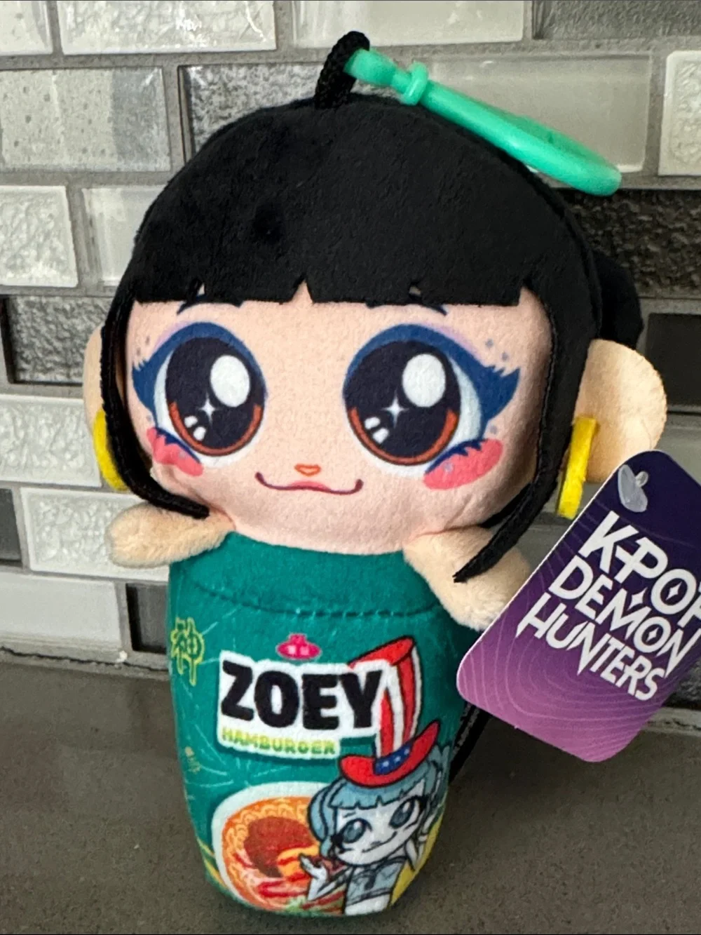 Netflix KPop Demon Hunters ZOEY Ramen Noodle Cup Plush Clip On Keychain / NEW